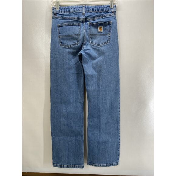 Carhartt Boy’s Play Work Wide Leg Denim Blue Jeans Light Wash Size 14 26x26 - Picture 1 of 9